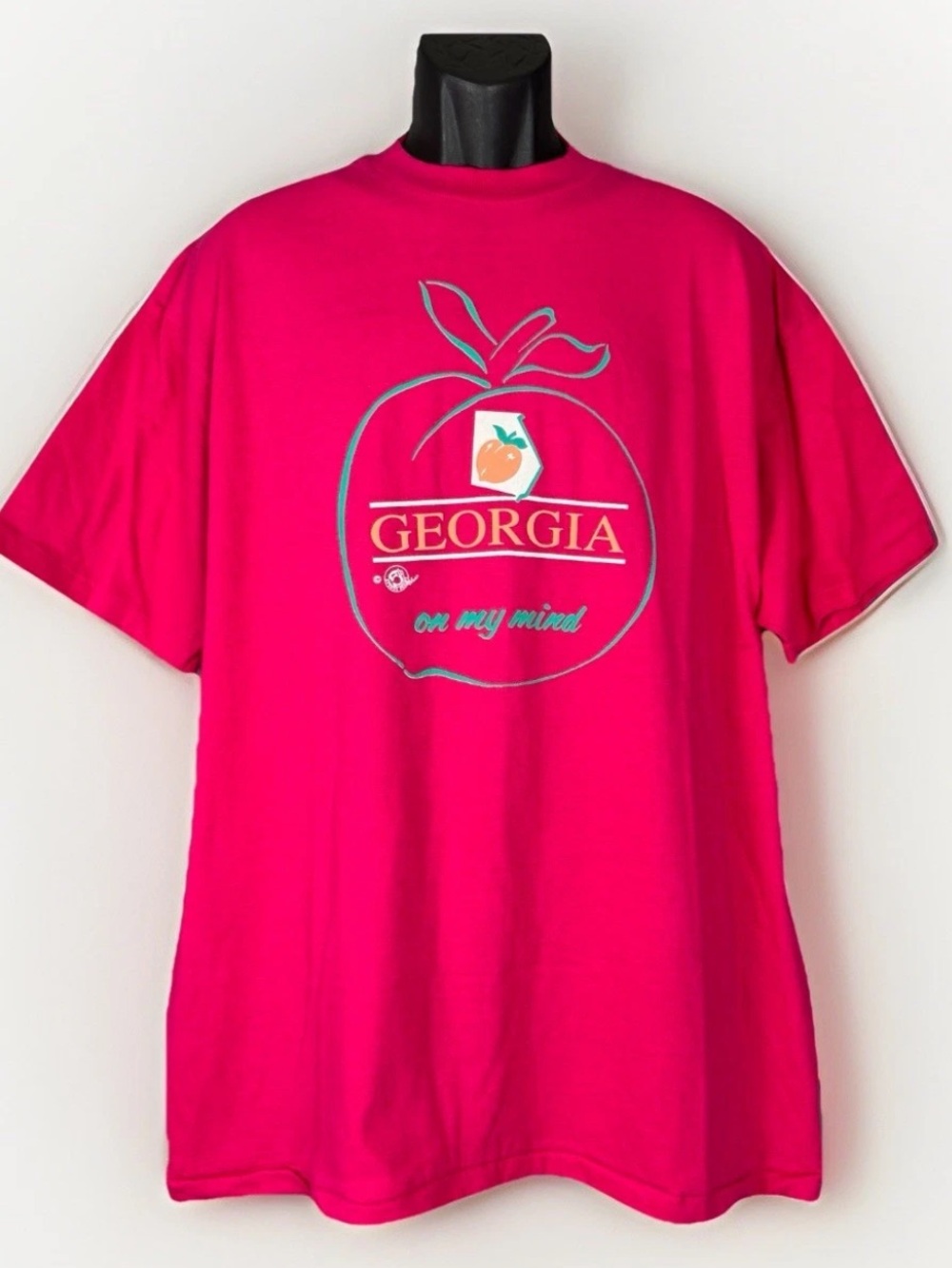 Georgia On My Mind Peach USA Vtg 90s Single Stitch Hot Pink Men’s T-Shirt XL